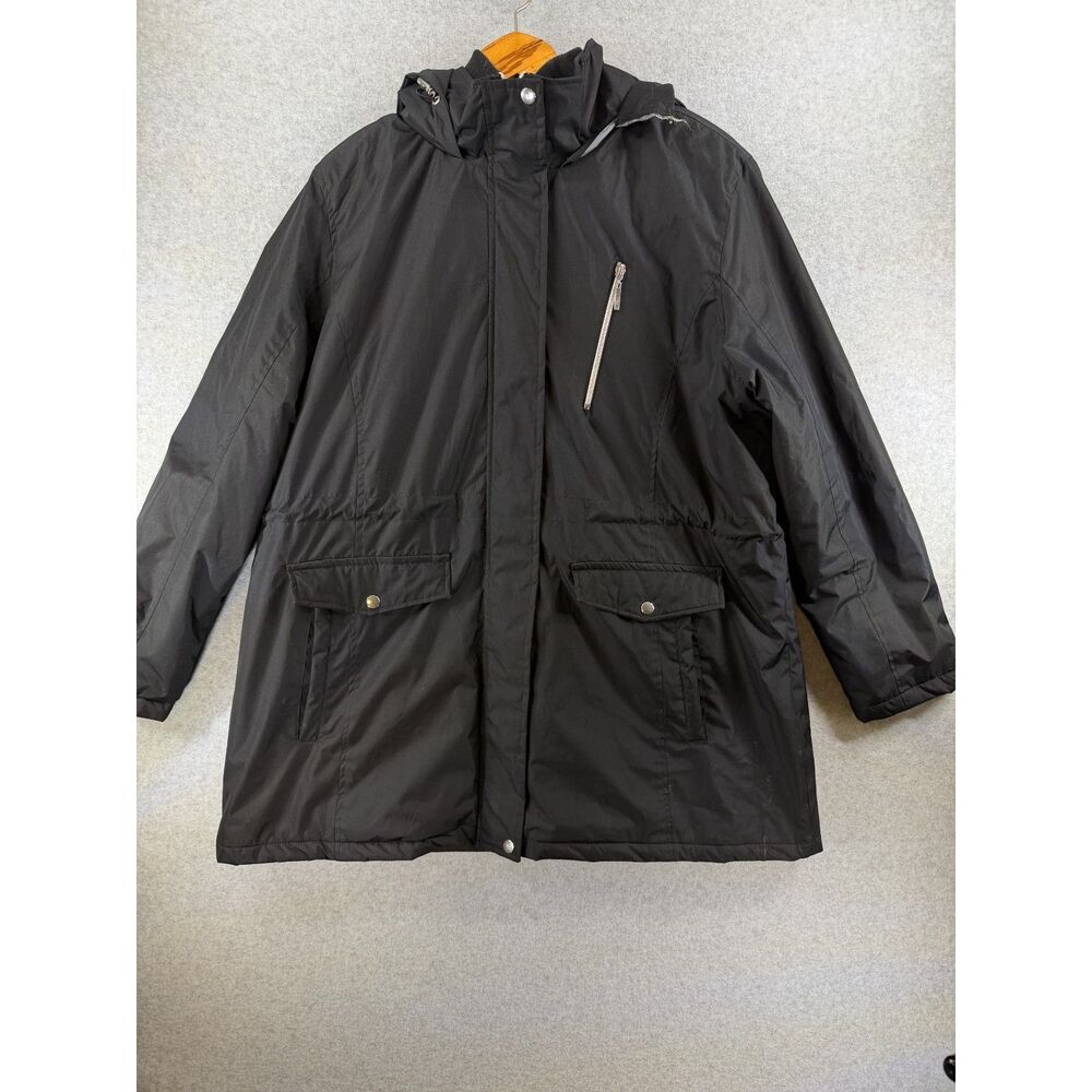 Harve Benard Women’s 2X Black Hooded 2-in-1 Parka Coat Plus Size Bin A